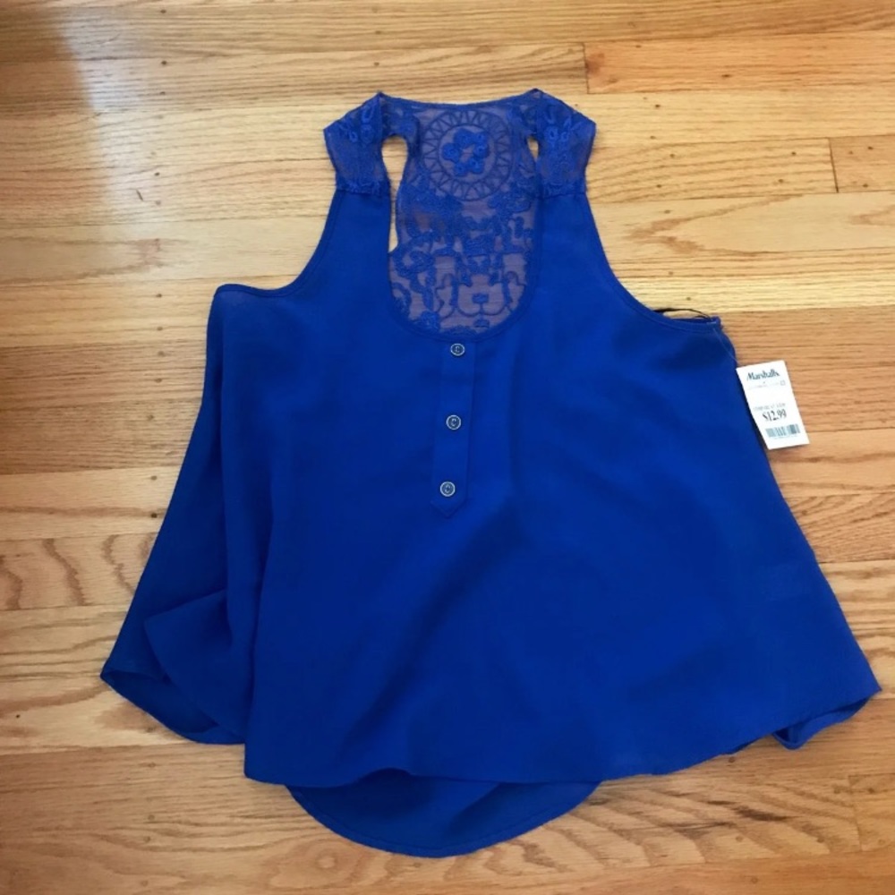 Blue High-Low Blouse Tank
